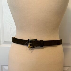 Tanner Dark Green Leather Belt with Buckle